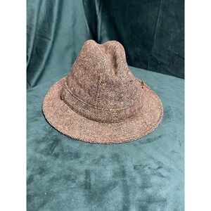 Shandon Headwear Donegal Tweed Wool Fedora Hat Brown Irish Fleck Size 7 57 M